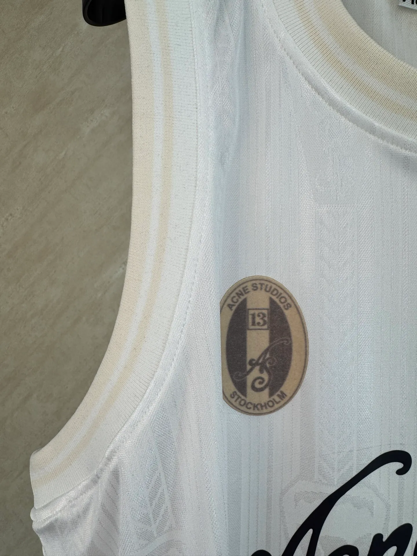 Acne Studios 26SS football jersey technical jacquard fabric logo vest size s m l xl